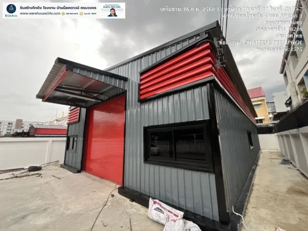 โกดังสำเร็จรูป HW-C ขนาด 10x16x4 เมตร หลังคาฉนวน PU | รับสร้างโกดังคุณภาพ