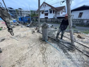 เริ่มงานเสาเข็มเจาะโกดังสำเร็จรูป พร้อมพื้นอุตสาหกรรม 3 ตัน/ตร.ม. อย่างมืออาชีพ