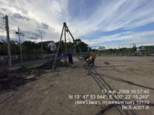 เริ่มงานเสาเข็มเจาะโกดังสำเร็จรูป พร้อมพื้นอุตสาหกรรม 3 ตัน/ตร.ม. อย่างมืออาชีพ